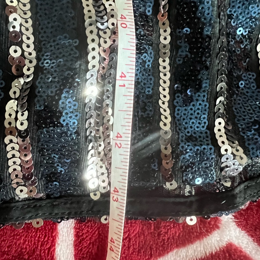 NWT Maeve Anthropologie Black Blue Silver Sequin Dress Small Petite - Picture 11 of 13